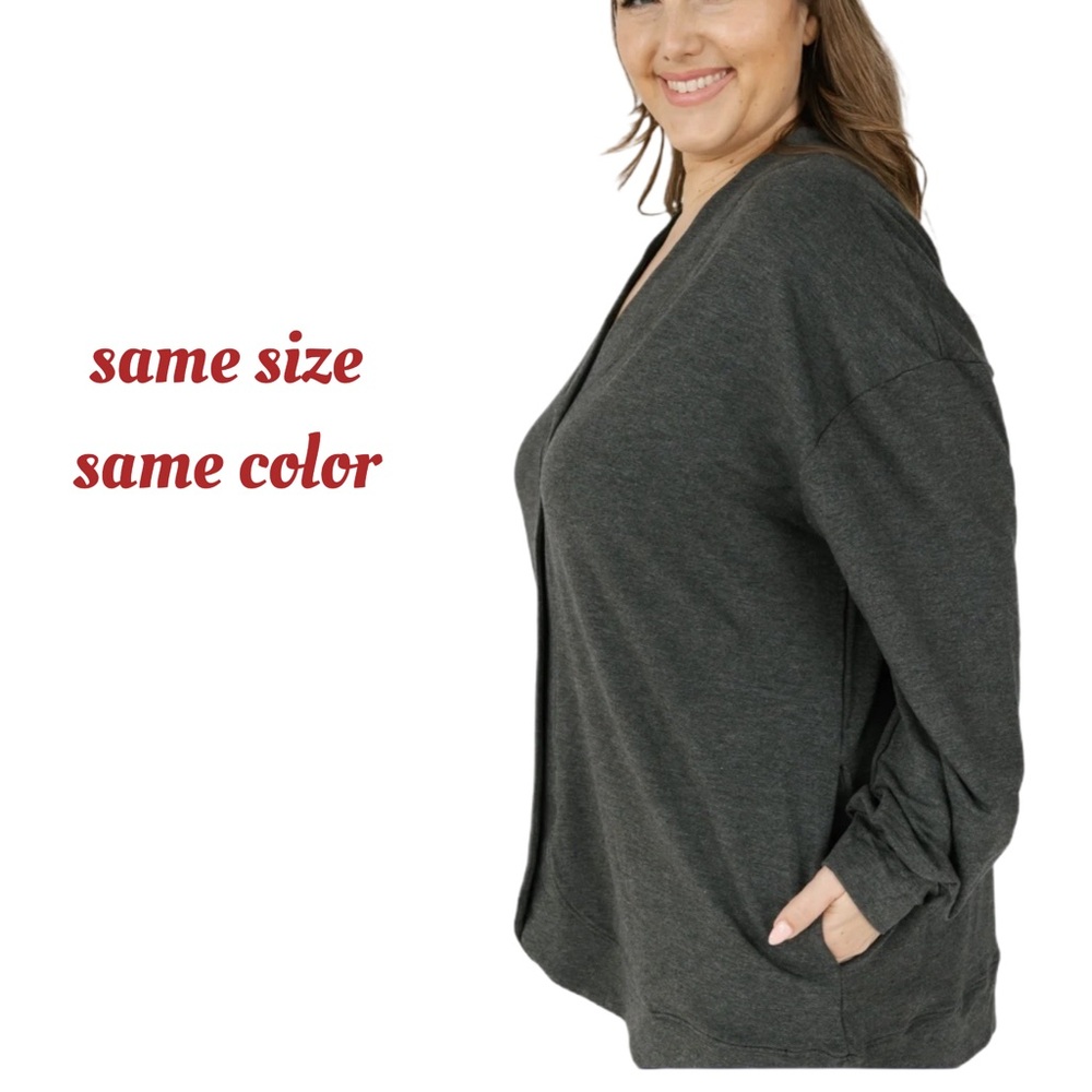 🇨🇦🆕NWT SMASH + TESS |2XL| Cozy minimalist Maya Lightweight Charcoal Cardigan* - Picture 12 of 16